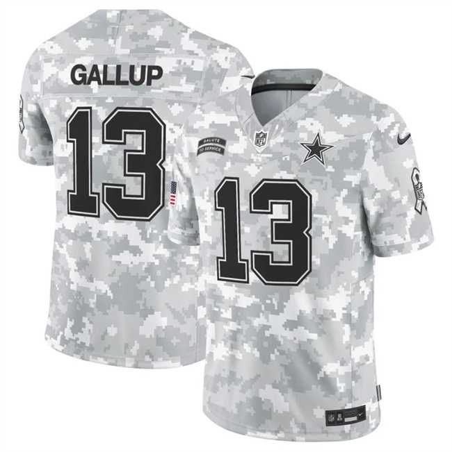 Mens Dallas Cowboys #13 Michael Gallup 2024 F.U.S.E Arctic Camo Salute To Service Limited Stitched Jersey Dyin